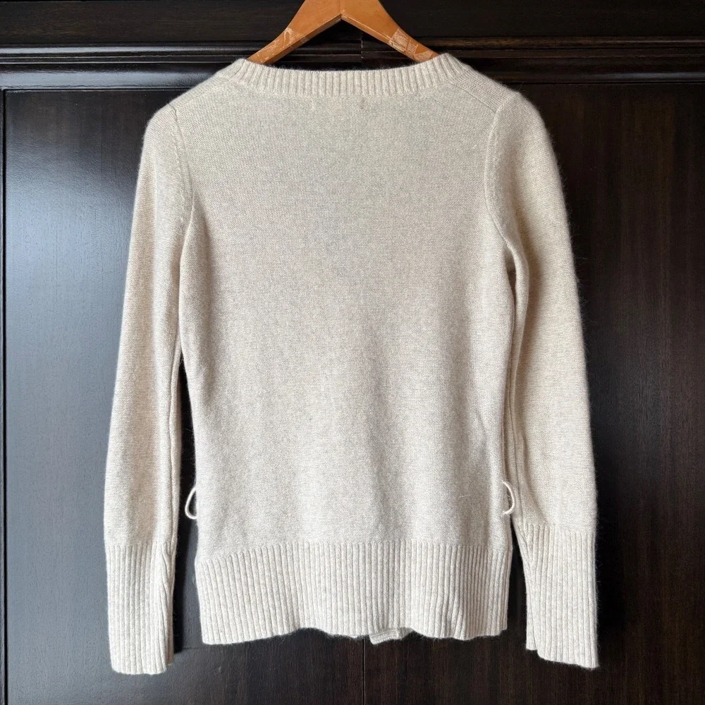Banana Republic Angora Wool Cardigan Belted V Neck Soft Knit S Ivory Classic Fit - Picture 9 of 16